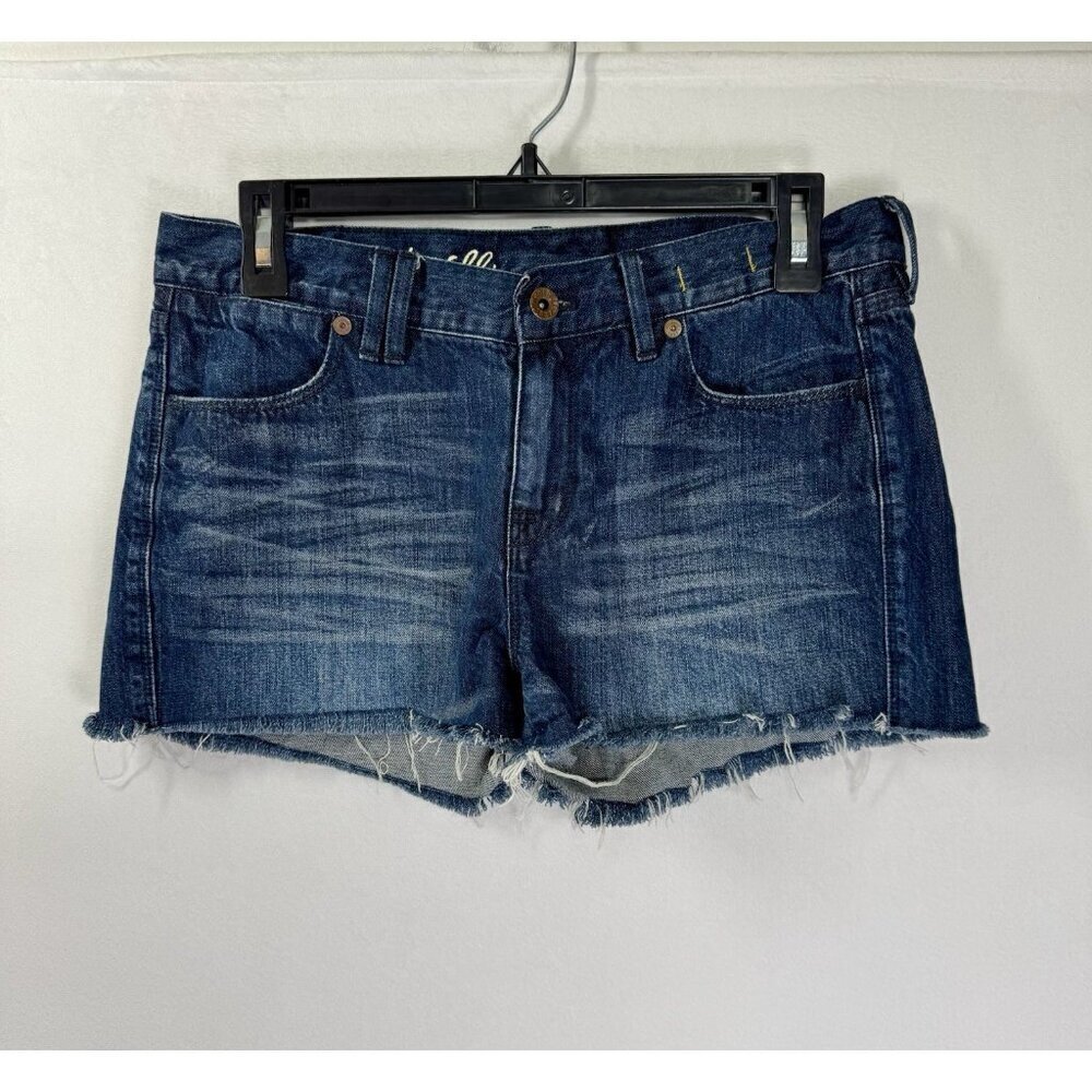 Madewell Denim Jean Shorts Womens 26 Blue Frayed Hem Cut Off Mid Rise Cotton